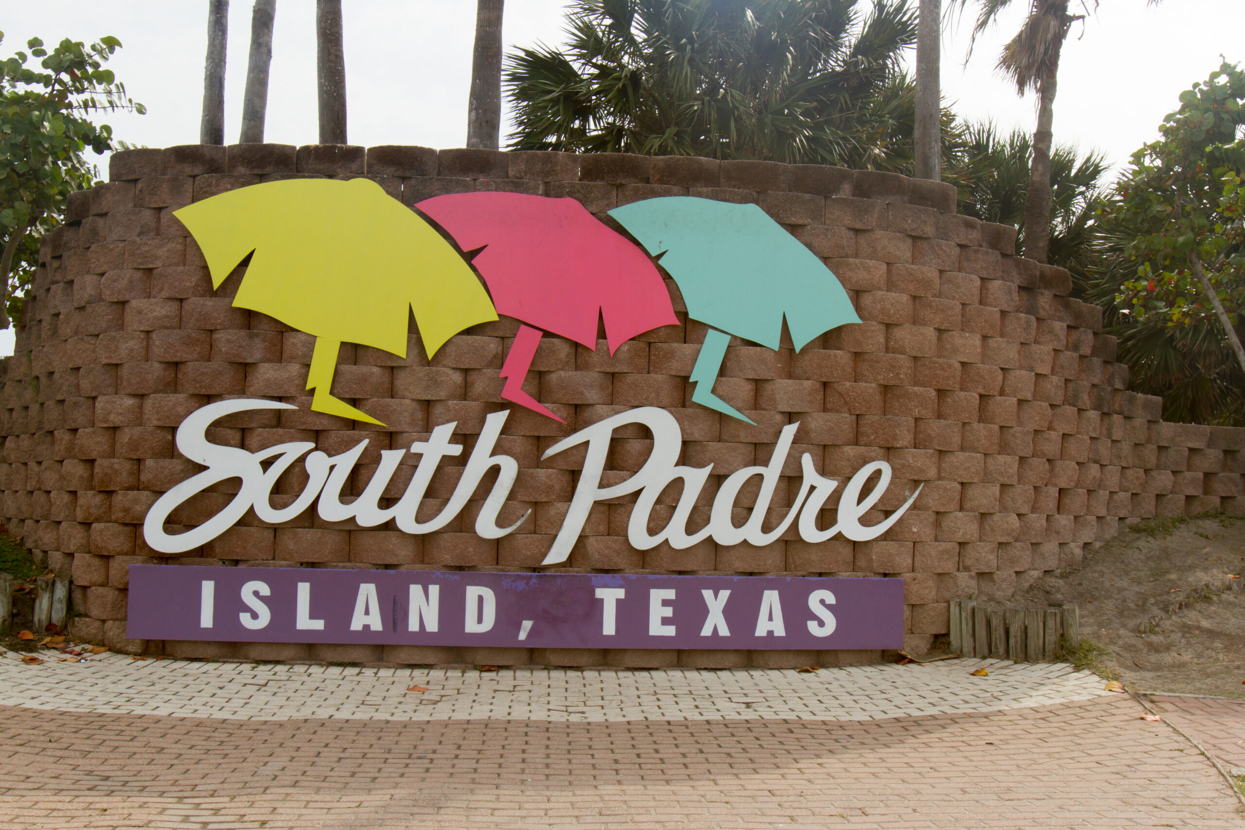 Welcome sign for South Padre Island, Texas